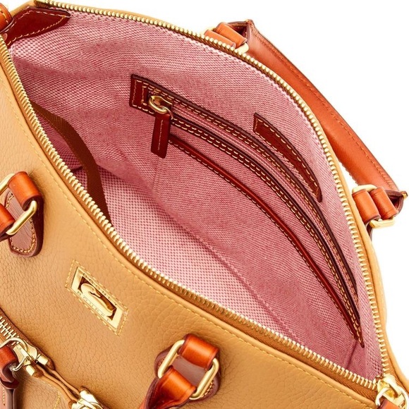 NWT Dooney & Bourke Dillen Double Pocket Crossbody Satchel Pebble Leather Sand - Picture 12 of 12